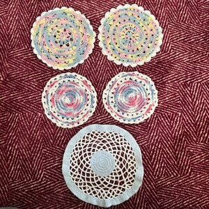 Vintage Crochet Pastel Color Doily’s - Accent Decor-